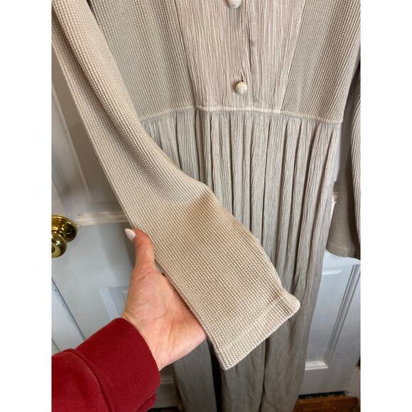 Vintage Barbara Lesser 90s Lagenlook Cotton Button Flowy Pleated Dress Medium - Picture 5 of 10